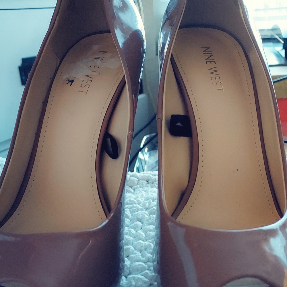 Nine West Patent Leather Open Toe Heels